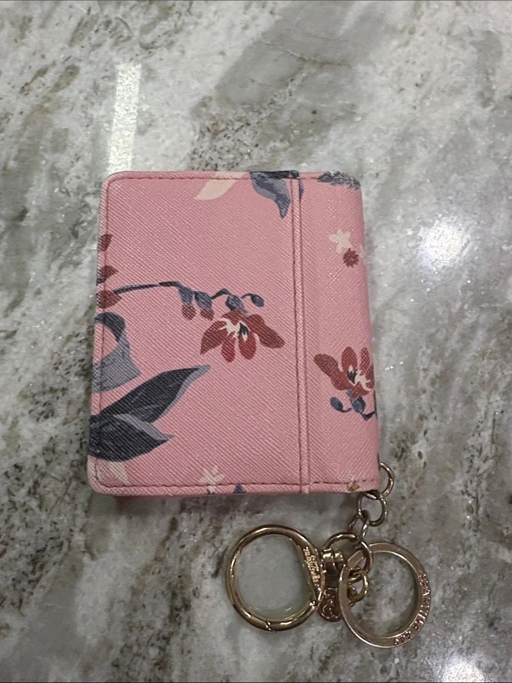 Spartina 449 Dusty Pink Cardholder Keyring with Gold Accents